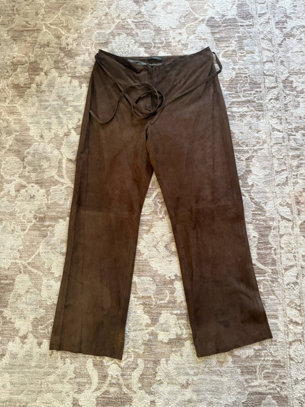 Donna Karan Brown Suede Wide-Leg Pants